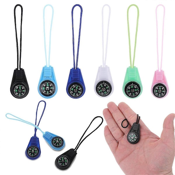 12 st Flerfärgade Utomhus Fickkompasser, Små Kompasser med Paracord, Portabel Knappkompass-kit, Mini Kompass Överlevnad