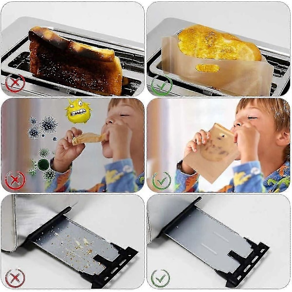 Non-stick Genanvendelig Toasterpose, 9 Vaskbare Teflon Toastposer, 16*16,5cm