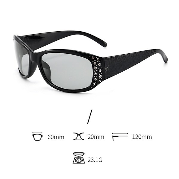 Polarisoidut naisten aurinkolasit strasseilla, ajolasit matkailuun ja ulkoiluun, UV405-aurinkolasit naisille Black Gray Style6