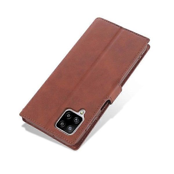 AZNS Læder Etui Kompatibel Med Samsung Galaxy A12 Wallet Mobiltelefon Beskyttelsescover Brown