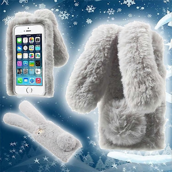 Kaninformad Varm Päls TPU Skal Kompatibelt För iPhone SE 5S 5 Grey
