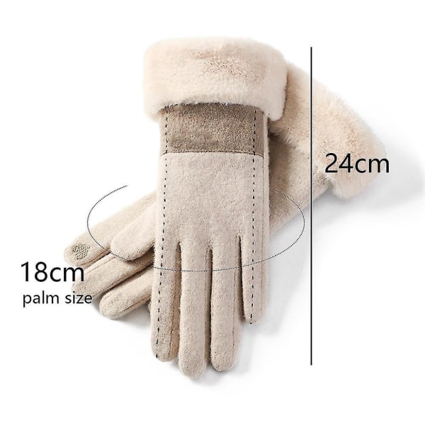 Talviset lämpimät kosketusnäyttökäsineet fleecevuorella, tuulenpitävät hiihtokäsineet Xs-xxxl Apricot S