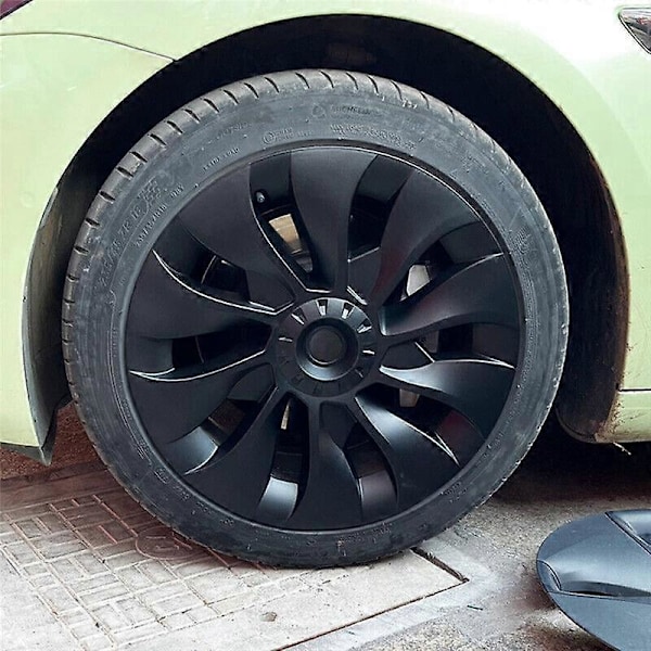 Model 3 Hjulkapsel 18 Tommer, Hubkapsel Fuld Dækning Udskiftningstilbehør til Model 3 - Mat Sort (Højre)