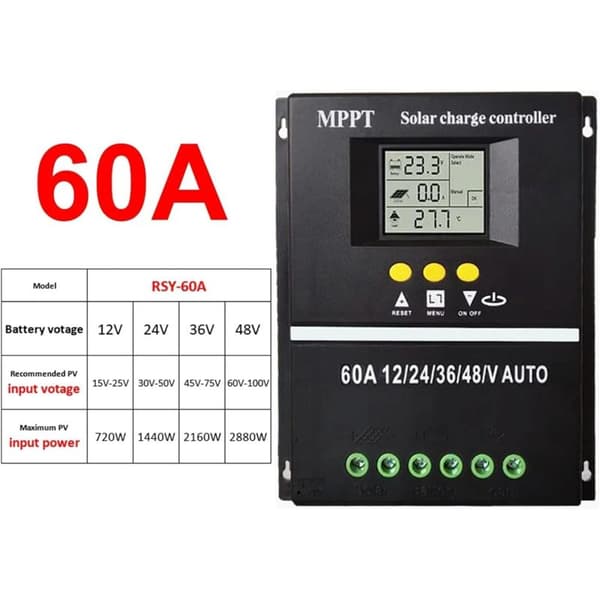 Fotovoltaisk ladekontroller - Solcelle ladekontroller, Solenergiadministrasjonsenhet med LCD-skjerm (100 A)