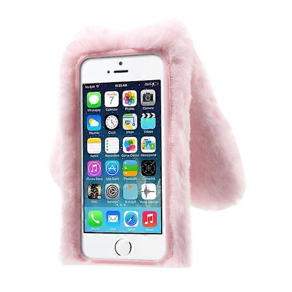 Kaninform Varm Päls TPU Skal Kompatibelt För iPhone SE 5S 5 Pink