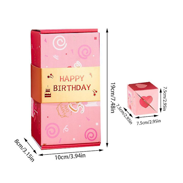 DIY-låda Härlig Överraskning Exploderande Par-låda Hållbar Jul Kärlek Årsdag Alla Hjärtans Dag Flickvän Kärleksgåva För Årsdag Pink HAPPY BIRTHDAY