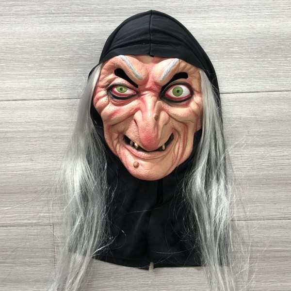 Halloween Skräck Häxmask Cosplay Spökansikte Joker Sorceress Gammal Nana Mormor Latexhjälm Haunted House Festrekvisita Witch mask
