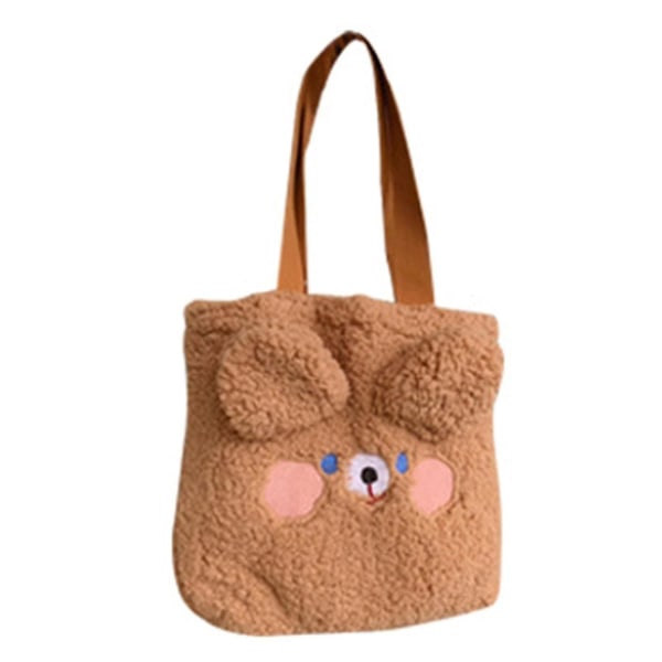 Pehmo Rabbit Käsilaukku Suuri kapasiteetti Kangaskassit Cartoon Bear Olkalaukku Brown bear