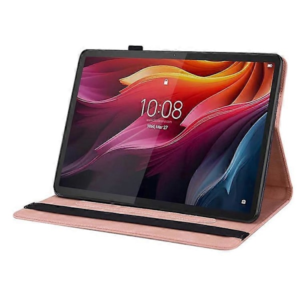 Kompatibelt Fodral för Lenovo Tab K11 Plus Fjäril Blomma Tryck PU Läder Tablet Skydd med Kortfack Pink