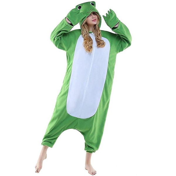 Voksne Frog Onesies Kvinner Menn Hette Pyjamas Fleece Søt tegneserie Anime Dyr Onesies Kostymer Vinter Pyjamas Natttøy Hjemmetøy M-158-168CM