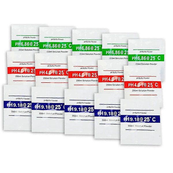 15 Pak PH Meter Buffer Opløsning Pulver 6.86/4.00/9.18, PH Kalibrerings Opløsning Pakker til Præcis PH Meter
