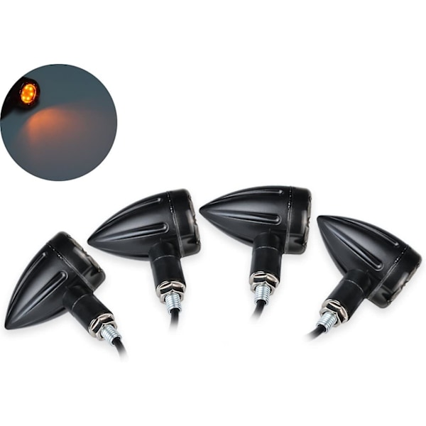 4 st Universal Motorcykel Blinkers Mini Bullet LED Blinkers Broms Bakljus Baklykta Lampa Körljus - Svart