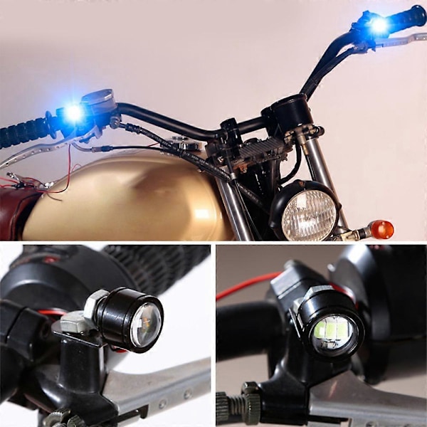 2 stk. Eagle Eye LED-lys 12V AC 150mA 3W Aluminium Hvit Belysning Motorsykkel Kjørelys