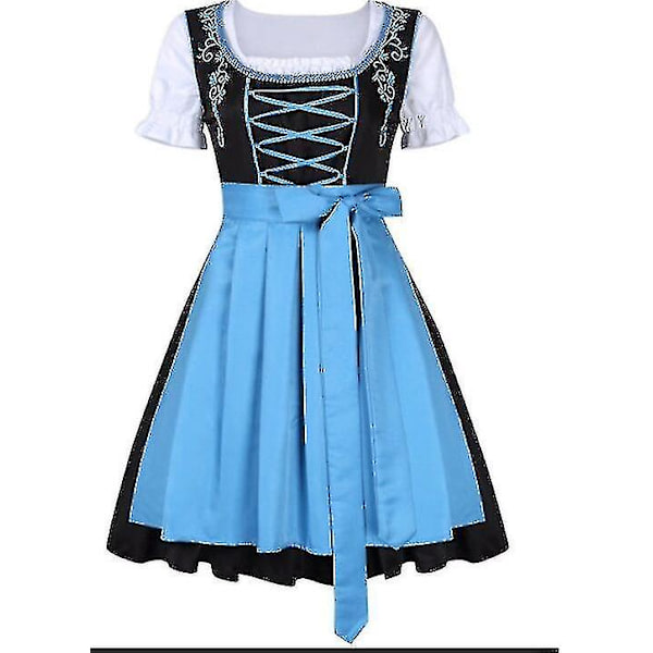 Snabb leverans Tysk servitris Ölservitris Kostym Bayersk Oktoberfest Dirndl Klänning+topp+förkläde Purple M