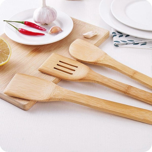 5 st Träredskap för Matlagning för Non-Stick Pannor Köksredskapsset Tillbehör Komplett Bambu 30cm