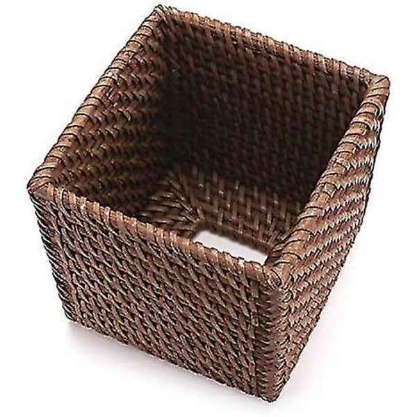 Rattan Vævsboks Cover Firkantet Servietholder Til Hjemmekontor Bil (honningbrun)