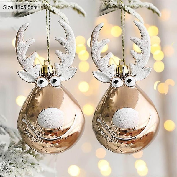 2 st Älg Julkulor Ornament Julgran Hängande Prydnad Hänge Jul D