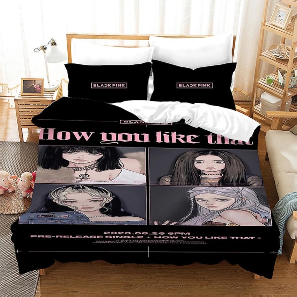 B17 Blackpink 3D-tryckt Sängklädesset Påslakan Örngott Barnpresent AU single 140x210cm