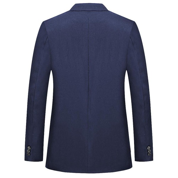 Herre Casual Blazer To Knaps Sportsjakke Jakkesæt Navy Blue S