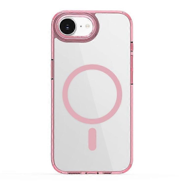 Kompatibelt deksel for iPhone 16e TPU+PC Transparent Magnetisk Telefondeksel Pink