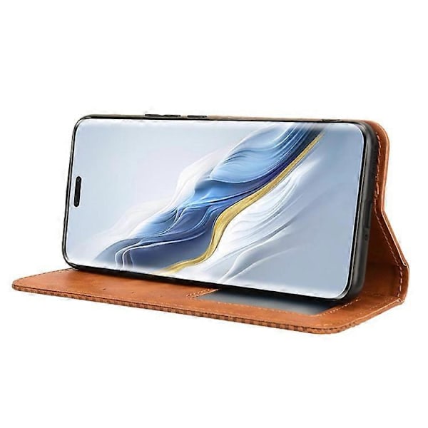 Yhteensopiva Honor Magic6 Pro 5G -kotelo magneettinen mosaiikkireunainen puhelinlompakkokotelo Brown
