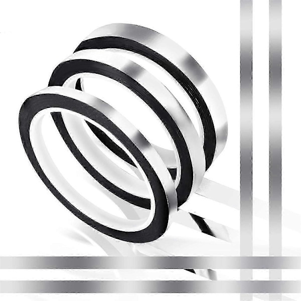 3 st Enfärgad Folie Washi Tejp, Dekorativ Självhäftande Maskeringstejp Metallisk Spegeltejp för Väggdekor Grafisk Konsttejp Hantverk