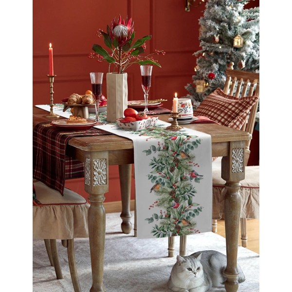 Jule Eukalyptus Grantræ Rødhals Jule Hjemmeindretning Bordløber Bryllupsdekoration Duge Køkken Bordløbere CHC01398 33 x 183cm
