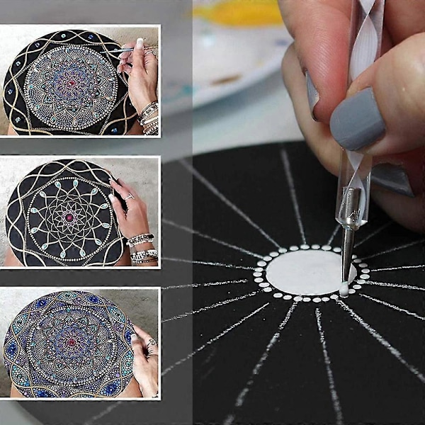 8 stk. sorte runde papmandalapapirer DIY-pap til kunstnere, malere, kunstforsyninger NHM