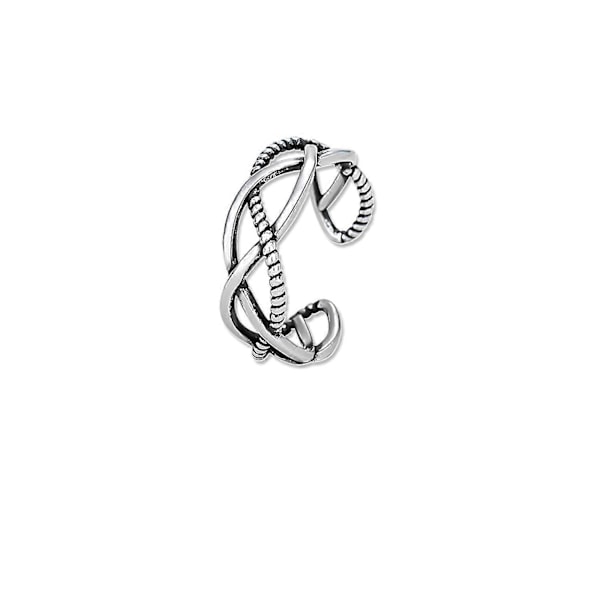 Silverfärgad tumring för dam och herr, justerbar keltisk knut, smiley silverring set, present