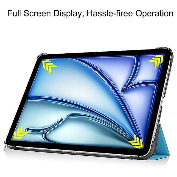 Yhteensopiva iPad Air 11 (2025) / (2024) Kotelo PU Nahkainen Suojakotelo Kolmiosainen Jalusta Älykäs Suojus Azure