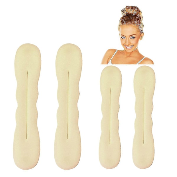 Magic Hair Bun Maker 4 kpl (2 pientä, 2 suurta) Vaahtomuoviponnari Muotoilutarvikkeet Vahva Joustava Uudelleenkäytettävä - Yvan