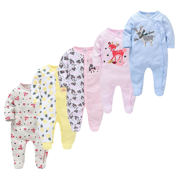 Våren Babyklær Pyjamas Jenter Gutter Jumpsuit 157% Bomull Pustende Myk Jumpsuit Lavender 3-6M