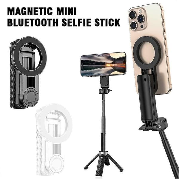 Universell utdragbar Bluetooth trådlös selfiestick stativ vikbar för iPhone white
