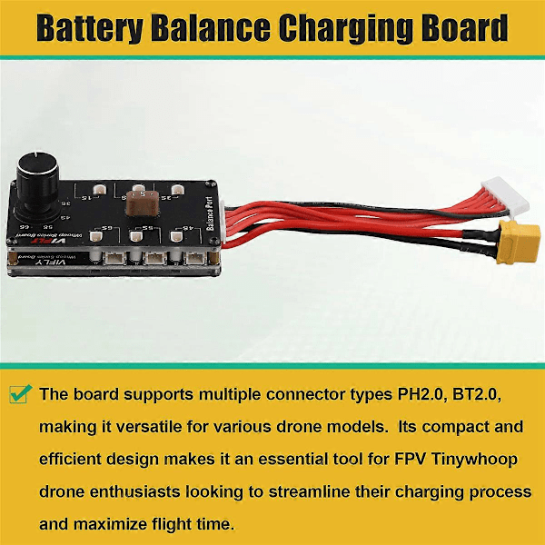 Whoop Series Board Balance Ladeplade 6 Port 1S LIPO Batteri XT60 Input til PH2.0 BT2.0 1S FPV