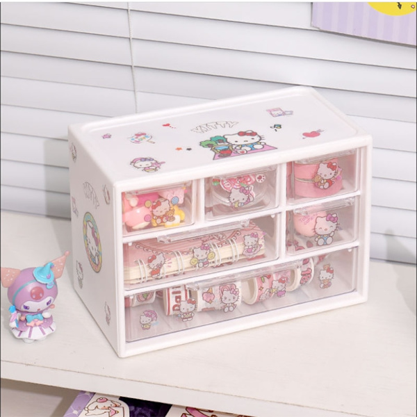 Sanrio Kuromi Kawaii Anime Klistremerke Tilbehør DIY Oppbevaringsboks Hello kitty