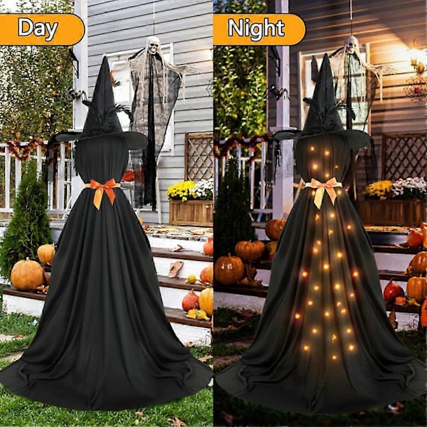 LED Lysende Svart Spøkelse Halloween Spøkelse Dekor Stående Spøkelse Veranda Hage Spøkelse Svart Spøkelse Re