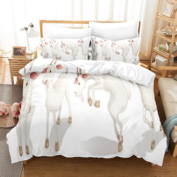 H16 Käsin Piirretty Sarjakuva Lammas 3D-Tulostettu Vuodevaatesetti Pussilakana Peittopäällinen Tyynyliina Lasten Lahja AU DOUBLE 180x210cm