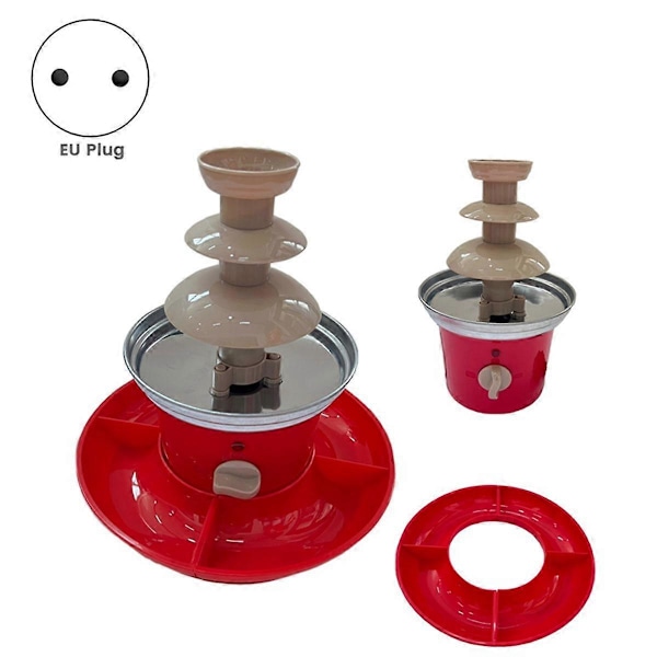 Chokladfontän Mini Fondue Set med Serveringsbricka Ingår, Elektrisk 3-Våningsmaskin med Varm Smältning