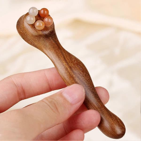 Øyemassasjerulle i tre - Solid tre Gua Sha for sart hud