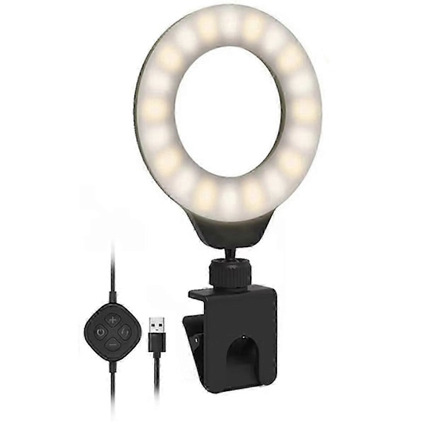 Justerbar LED Selfie Lampa Videolampa med Klämma för Laptop Dator för Live Streaming Självsändning Konferens Chatt