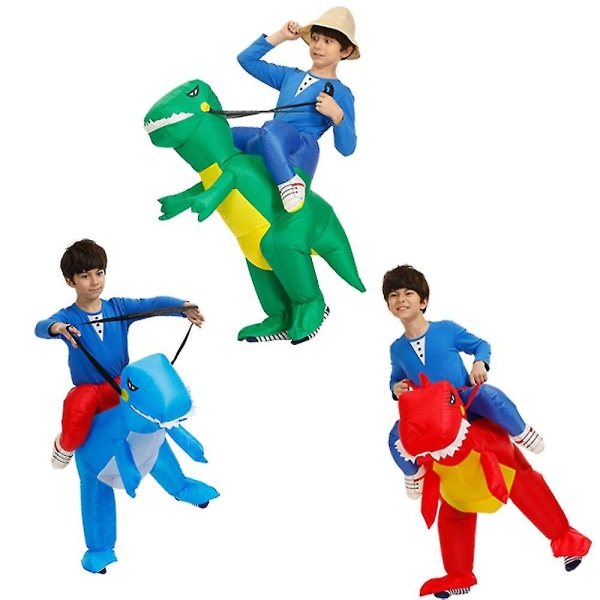 Børnekarneval Dinosaur oppusteligt kostume til drengepiger Unicorn Halloween Cosplay kjole Julefest kostumer Dragter Green 120-140cm