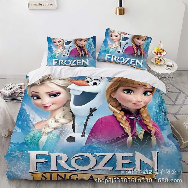 Elsa 3d Cover Frozen Printed Sängkläder Set Påslakan Quilt Cover Örngott Barn Present#15 AU DOUBLE 180x210cm