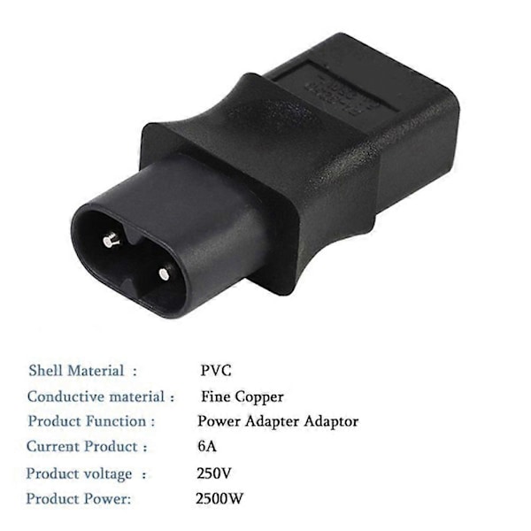 2 st 2-Pin Iec 320 C8 Hane till Iec 320 C9 Hona Ac Adapter 6A/250V Industriell Strömomvandlare