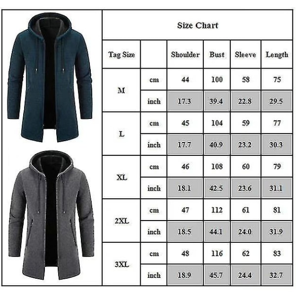 Miesten casual vetoketjullinen syksyn talvitakki hupullinen takki Gray 3XL