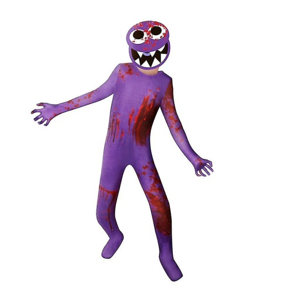 Rainbow Friends Kostym för Barn Jumpsuits Lila Monster Cosplay Skräckspel Outfit för Flicka Pojke Halloween Karneval Party 11-12 Years