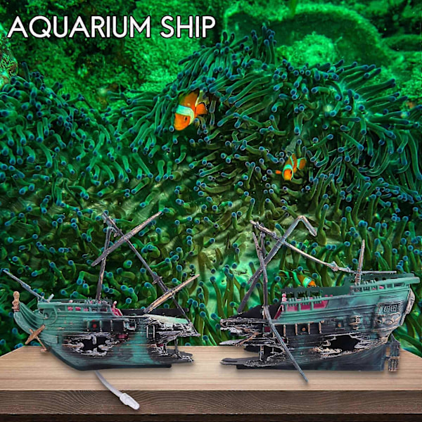 Stor Akvarium Dekorasjon Båt Plast Akvarium Skip Luft Split Skipsvrak Akvarium Dekor C