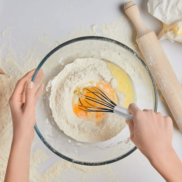 Köksvisp i silikon, ballong Mini Trådvisp, Rostfritt stål & Silikon Non-stick Beläggning Hand Äggvisp, För Blandning Vispning Rörning 2