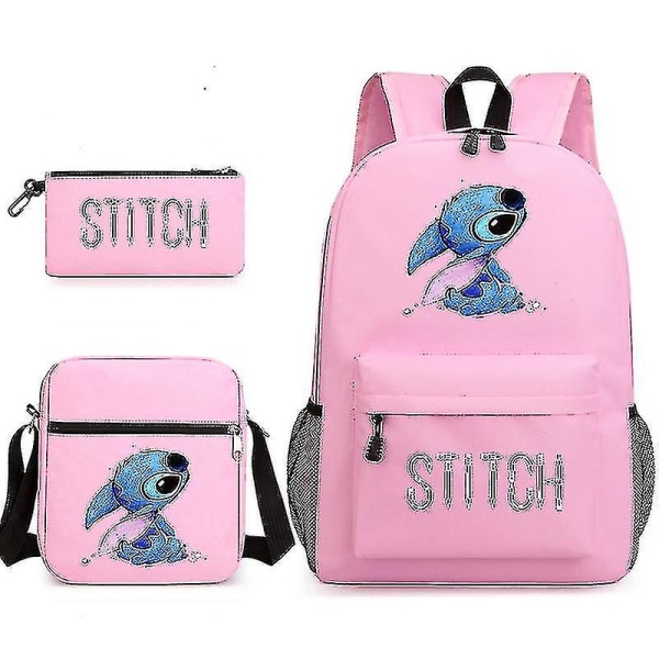 Lilo & Stitch Ryggsekk Tredelt Sett Skolesekk Pink