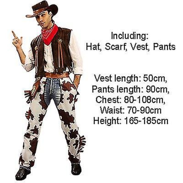 Halloween-juhlien cowboy-asu aikuisille miehille ja naisille, cowgirl-cosplay, western-mekkopuku, karnevaali-aikuisten asut Cowboy Man