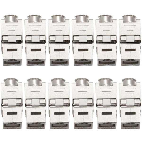 12 st RJ45 Cat7 Cat6A Skärmad Zinklegering Modul Nätverkskontakt Adapter 10GB Nätverk